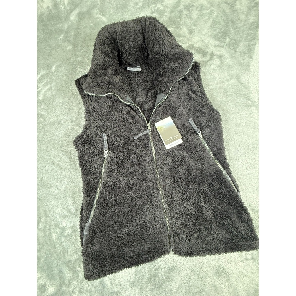 FOSSA #1952 Ladies Ursa Large Black Full Zip Vest w/Zip Pouch Hood